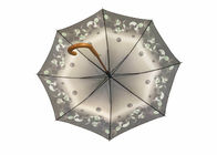 Diseño floral del palillo del poliéster de los 8 paneles de la pongis protectora ultravioleta de madera del paraguas proveedor