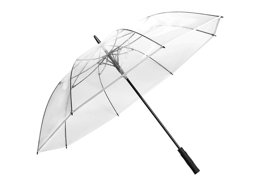 Los paraguas fuertes de la lluvia del plástico transparente del marco de la fibra de vidrio despejan la tela amistosa del plástico del PC proveedor